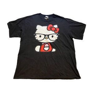 Hello Kitty Shirt Womens‎ 2XL Black Sanrio Bow Academia Plus Casual Streetwear